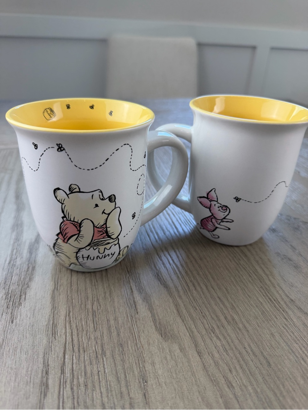 Set of 2 Disney Winnie the Pooh & Piglet Ceramic Mugs 16oz Silver Buffalo NWT